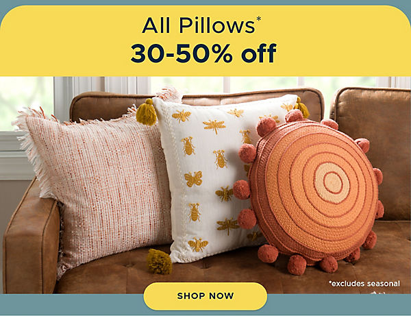 All Pillows* 30-50% off Shop Now *excludes Seasonal